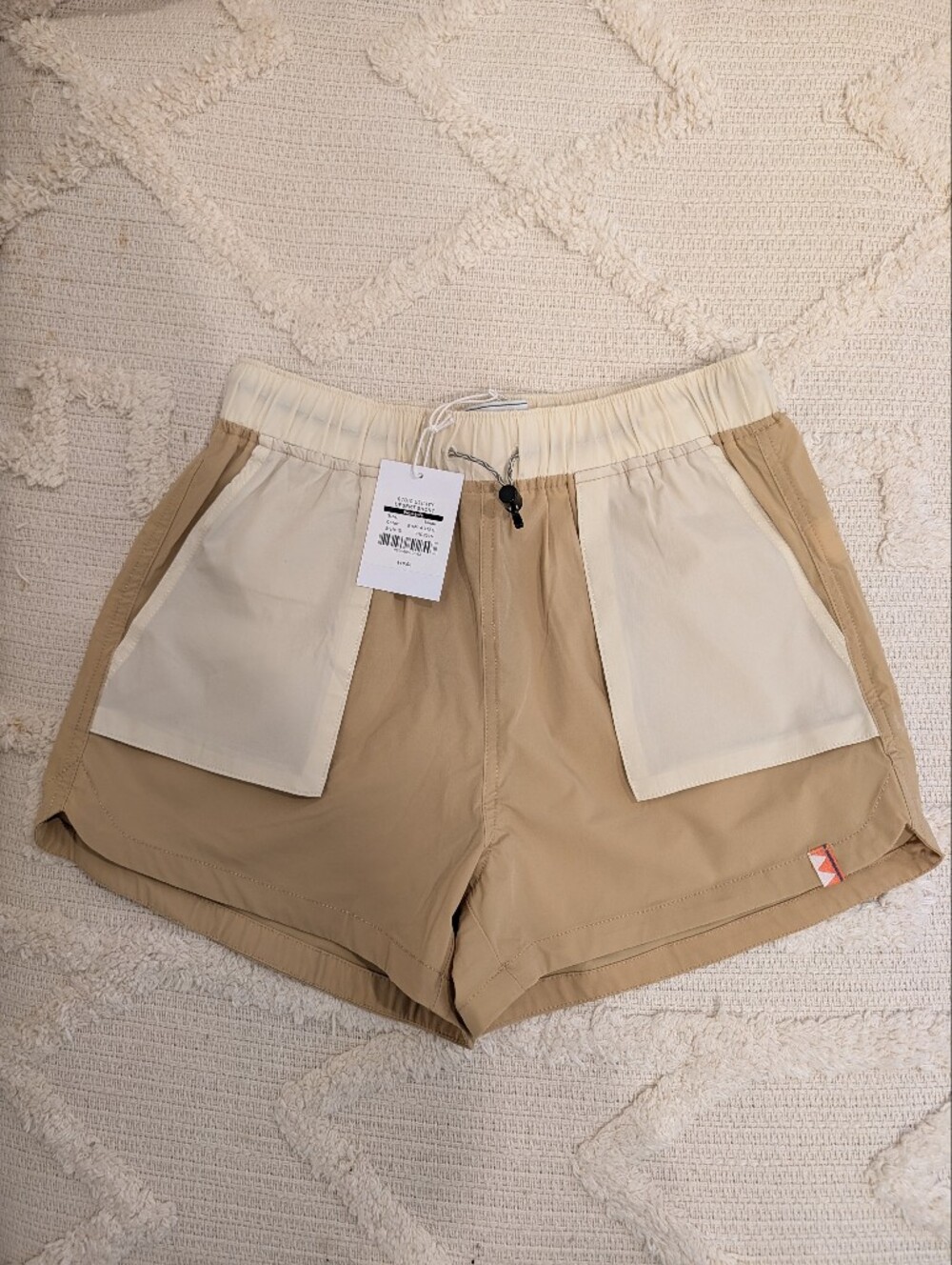 NWT Stoic Utility Desert Shorts Beige with Cream Contrast Pockets